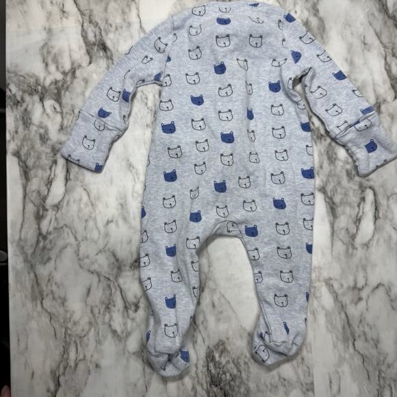 Baby Gap Preemie One Piece Footed Up To 7 Lbs Blue Bear Zip Up - Picture 2 of 3